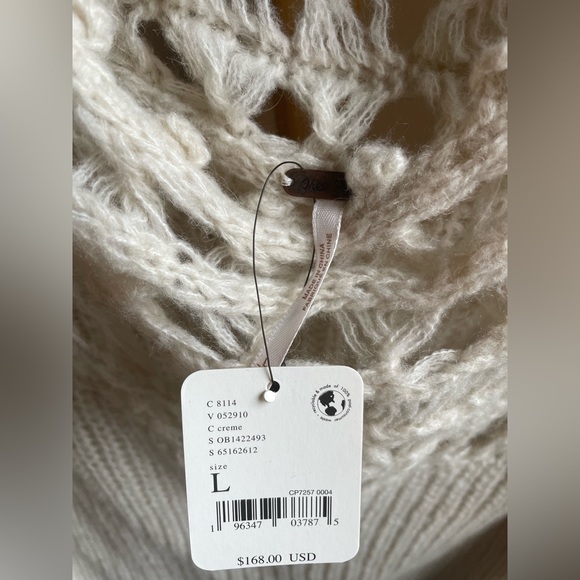 NWT Free people white Lillian pullover; size L; $100 - Picture 6 of 6